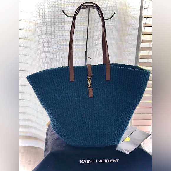 NWT Saint Laurent YSL Borsa A Mano Hobo Tote Bag In Blue/Orchid Brick - Picture 3 of 17
